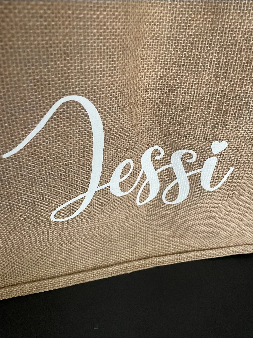 Personalized Jessi Natural Jute Tote Bag - nickname for jessica with heart i